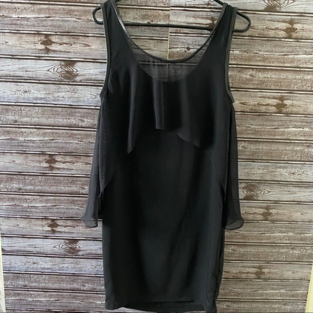 Elizabeth & James Faux Leather Trimmed Dress Size M